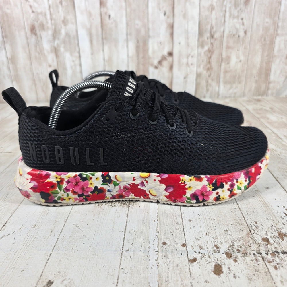 NOBULL Mesh Runner Mens‎ 10.5 Black Floral Print Training Sneakers Running Shoes